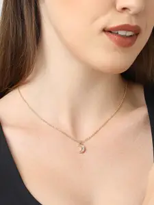 Accessorize London Women Gold-Toned Crystal Moon Necklace