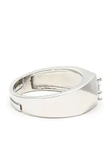 KARATCART Silver-Toned White AD-Studded Adjustable Finger Ring