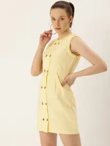 FOREVER 21 Yellow Double Breasted Shirt Mini Dress