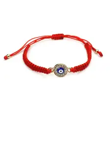 EL REGALO Women Red & Silver-Toned Handcrafted Evil Eye Charm Bracelet