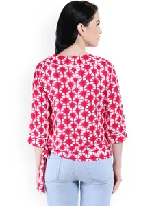 Style Quotient Women Pink & White Printed Top