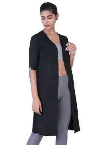 LAASA  SPORTS LAASA SPORTS Women Black Longline Shrug with Insert Pockets