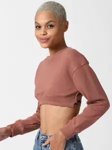 FOREVER 21 Women Maroon Fitted Sweatshirt