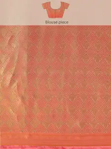 MIMOSA Pink & Golden Ethnic Motifs Zari Art Silk Kanjeevaram Saree