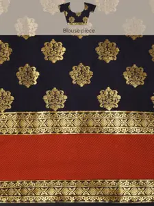 MIMOSA Turquoise Blue & Maroon Ethnic Motifs Zari Art Silk Kanjeevaram Saree