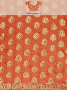 MIMOSA Coffee Brown & Gold-Toned Ethnic Motifs Zari Art Silk Kanjeevaram Saree