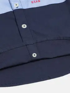 U.S. Polo Assn. Kids Boys Navy Blue Solid Pure Cotton Casual Shirt