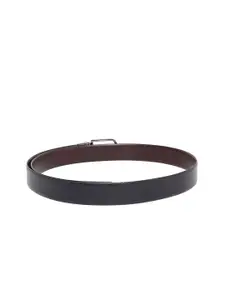 MUTAQINOTI Men Black and Brown Leather Formal Reversible Belt