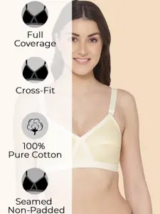 KOMLI Pack of 2 Minimiser Support Pure Cotton Non-Padded Full Coverage Bra