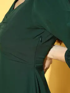 Berrylush Green A-Line Maxi Tiered Dress