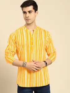 Anouk Men Yellow & White Printed Kurta