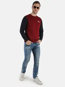 Monte Carlo Men Maroon Colourblocked Sweatshirt