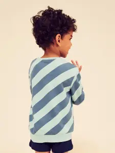 Domyos By Decathlon Boys Turquoise Blue Printed Sweatshirt