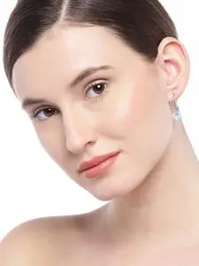 OOMPH Silver-Toned & Gold-Toned Set Of 2 Contemporary CZ Studded Stud & Drop Earrings