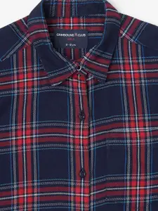 Crimsoune Club Girls Blue & Red Checked Casual Shirt