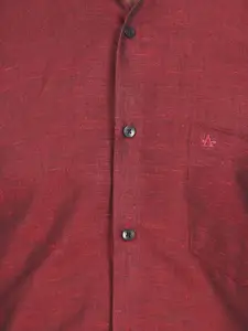 Arrow Men Red Cotton Linen Casual Shirt