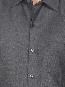 Arrow Men Charcoal Grey Slim Fit Cotton Linen Formal Shirt