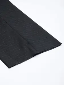 Arrow Men Navy Blue Checked Tailored Fit Formal Trousers