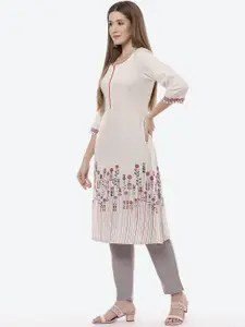Rangriti Women Off White Printed Kurta
