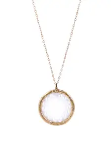 Yellow Chimes Gold-Toned & White Circular Oxidised Pendant With Chain