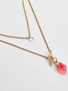 SOHI Women Red Gold-Plated Pack of 2 Pendant