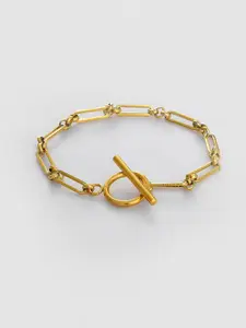 SOHI Women Gold-Toned Brass Gold-Plated Link Bracelet