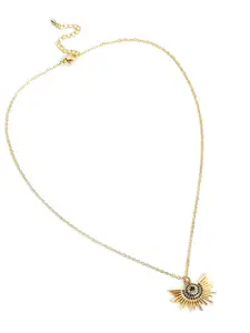 SOHI Gold-Plated Blue & White Stone-Studded Pendant With Chain