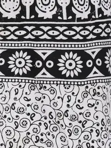SOUNDARYA Women White Printed Cotton Wrap-Around Knee-Length Skirt