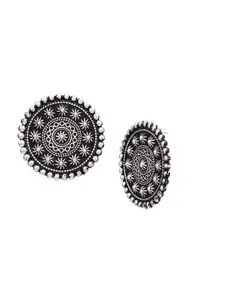 ATIBELLE Silver-Plated Oxidized Circular Studs