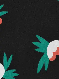 People Women Black Floral Print Liva Top