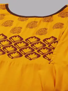 MomToBe Women Mustard Yellow & Maroon Ethnic Motifs Maternity Nursing  Kurta