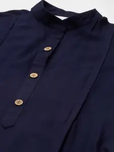 MomToBe Women Navy Blue Solid Maternity Nursing Sustainable Kurta