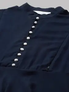 MomToBe Women Navy Blue Flared Maternity Nursing Sustainable Kurta