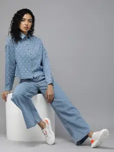 The Roadster Life Co. Geometric Printed Pure Cotton Chambray Casual Shirt