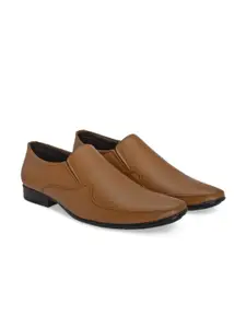 ALBERTO MORENO Men Tan-Brown Solid Formal Slip-Ons