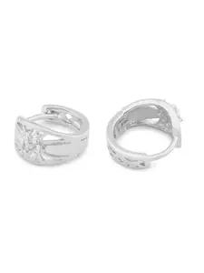 AMI Women Silver-Toned Contemporary Hoop Earrings