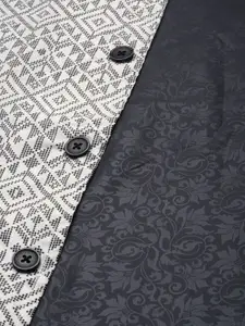 Anouk Men Black & White Geometric Printed Nehru Jacket