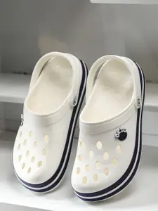 ABROS Boys Black & White Rubber Clogs