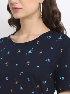 MACK JONNEY Women Navy Blue & White Printed T-shirt Pack Of 2