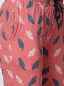 Kryptic Woman Pack of 2 Orange & Blue 100% Cotton Printed Lounge Pants