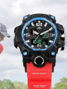 V2A Men Red Dial & Red Straps Analogue and Digital Multi Function Watch V2A-1545-Red