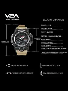 V2A Men Camel Brown Dial & Straps Analogue and Digital Multi Function Watch V2A-CS-1518