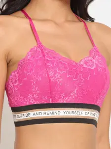 N-Gal Pink & Black Floral Bralette Bra