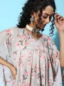 Ahalyaa Beautiful Grey Georgette Kaftan Kurta