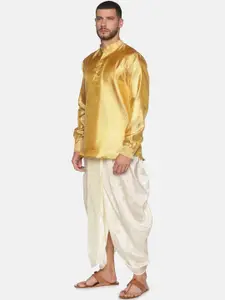 Sethukrishna Men Gold-Toned Kurti with Dhoti Pants