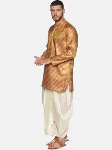 Sethukrishna Men Red Straight Kurta with Dhoti Pants