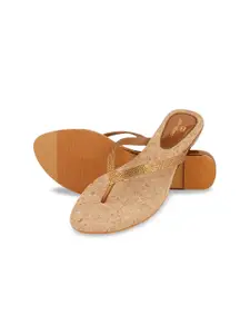 pelle albero Women Beige Textured Open Toe Flats
