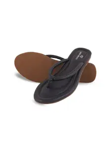 pelle albero Women Navy Blue T-Strap Flats