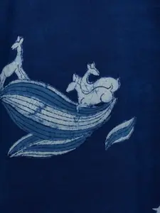 Fabindia Navy Blue Print Extended Sleeves Pure Cotton Top