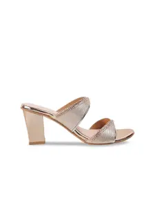 Metro Gold-Toned Embellished Block Sandals